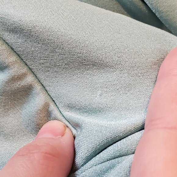 Vintage 70s Womens Sz Medium Mint Green Long Sleeve‎ Maxi Hostess Dress V-neck - Picture 10 of 12